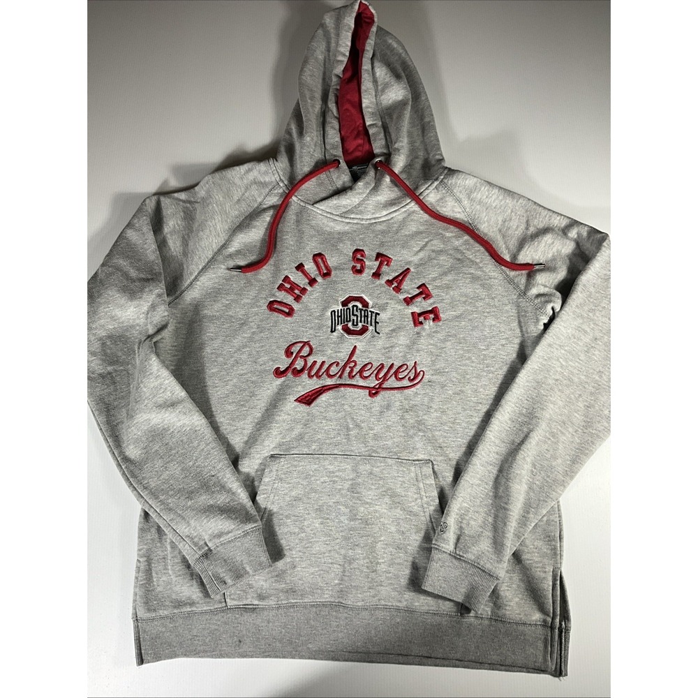 Colosseum Women's Large Ohio State Buckeyes Gray Cowl Neck Pullover Hoodie